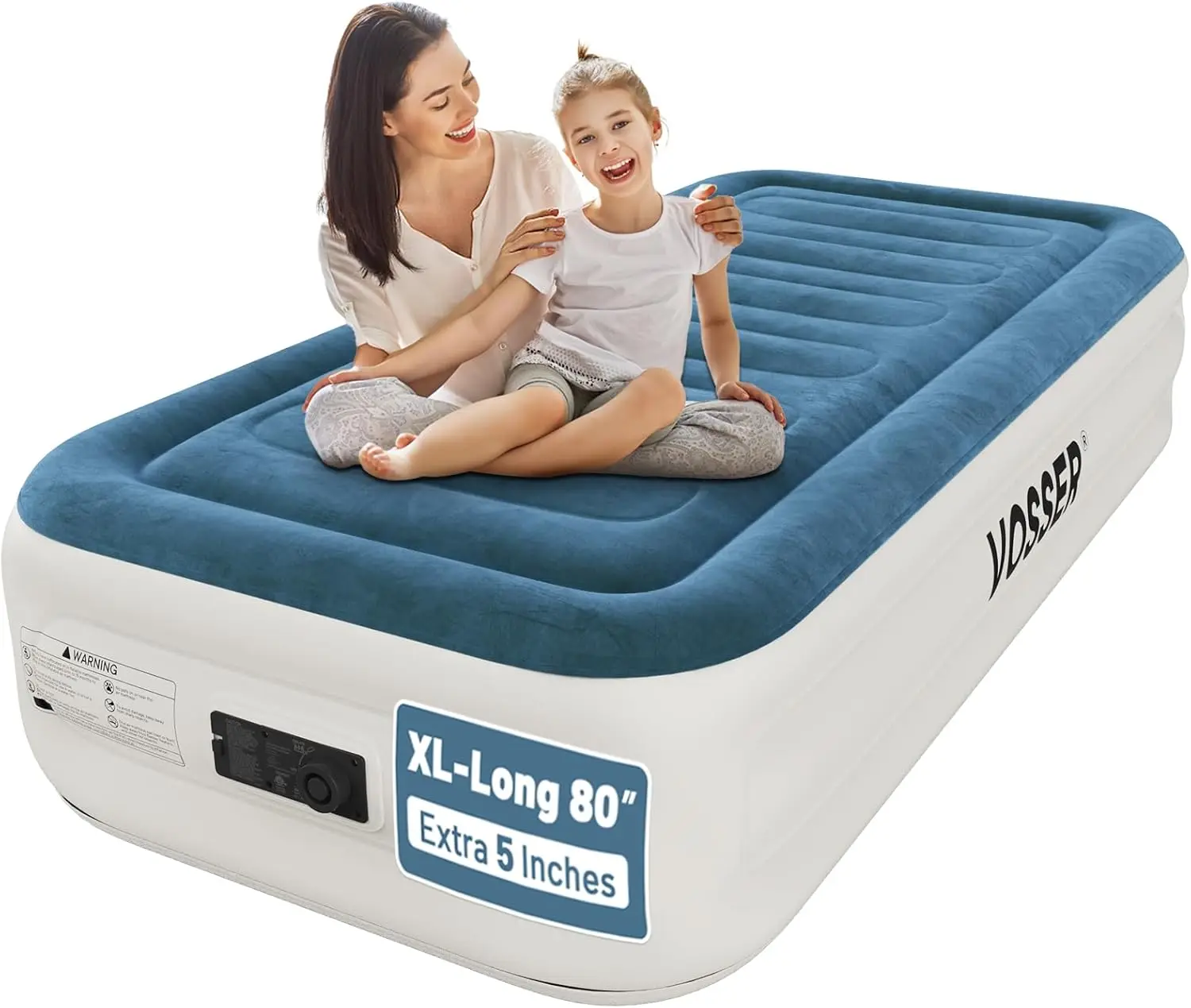

Twin Air Mattress with Built-in Pump, Fast Inflation/Deflation, Foldable for Home Camping Guests