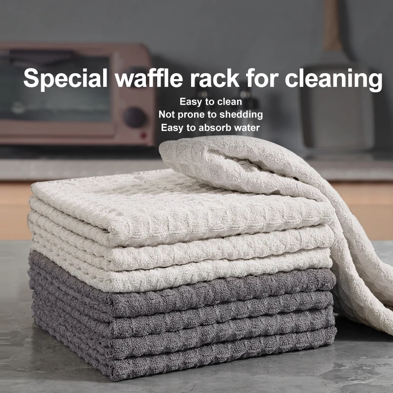

Waffle Cleaning Towel Strong Water Absorption Lint-Free Reusable Cleaning Rags For Dishes Countertops And Glass