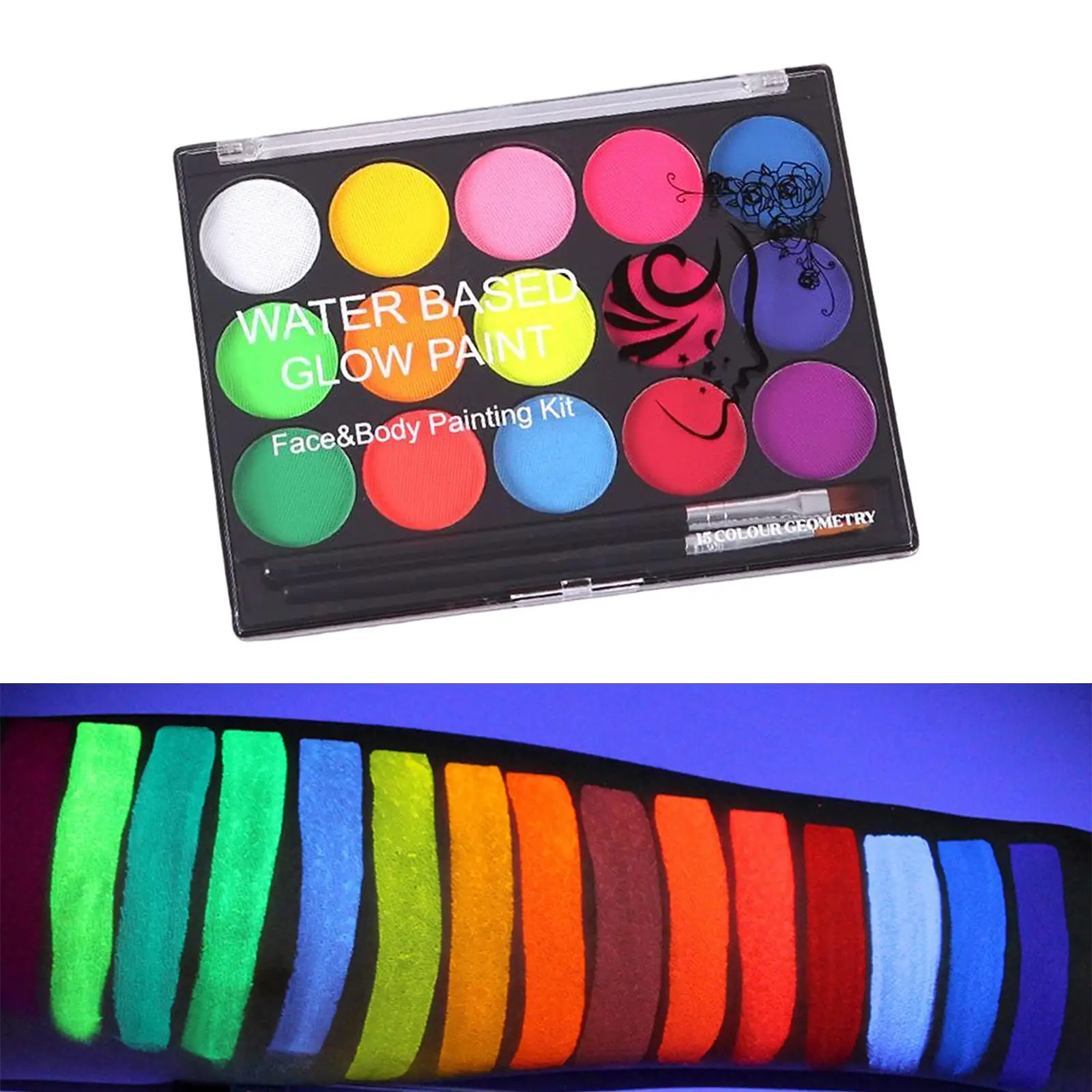 فرشاة مكياج مائية متعددة الألوان لطلاء الوجه والجسم للرسم التنكرية في مهرجان الكرنفال