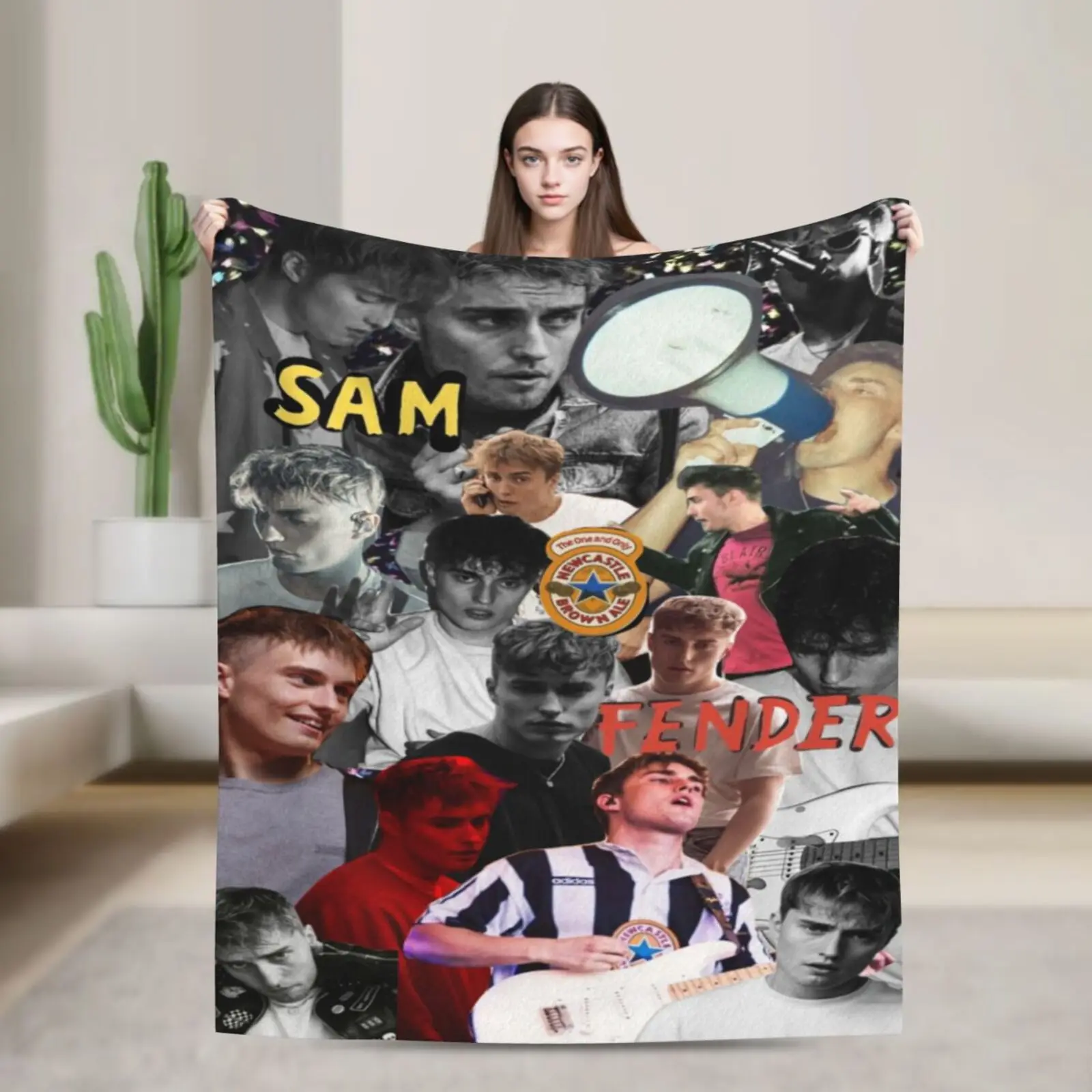 

Ультра-мягкое одеяло из микрофлиса Sam Fenders, одеяло с принтом, подходит для дома, кемпинга и путешествий, для фанатов, друзей, мальчиков и девочек