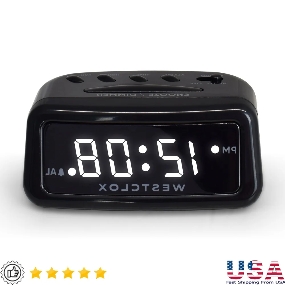 

White LED Alarm Clock with USB Type C Charging Port Compact Nightstand Clock Reliable Snooze Minimalist Design Easy to Read