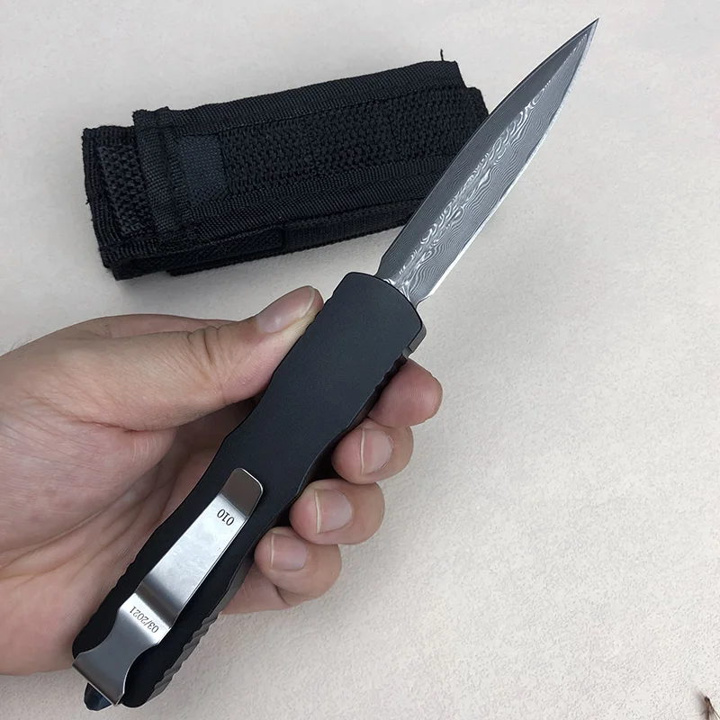 

Dirac Micro OTF Tech Pocket Knives Damascus Steel Blade Tactical Outdoor Camping Knife Aluminium Handle Self Defense EDC Tools