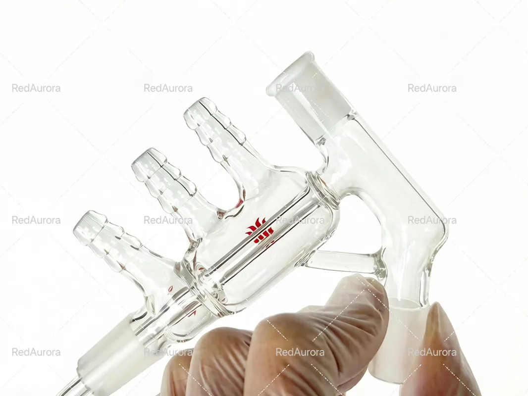 Zdjęcie 5: Mikrodestylator, Prosty Chłodnica, Głowica Destylacyjna, Krótki Ścieżka, Do Rozpuszczalników, Szkło Borokrzemowe, SYNTHWARE