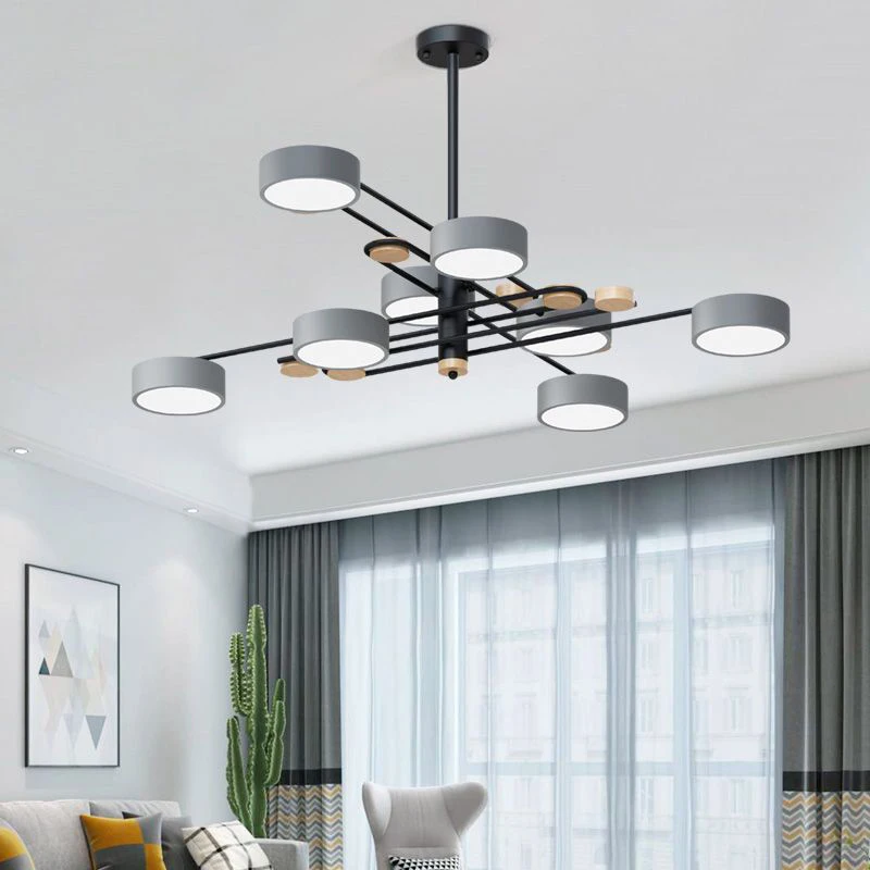 

LED Chandeliers 96W Black For Living Dining Room Bedroom Lustres Fixtures Lighting Luminaire Modern Restaurant Wood Chandelier