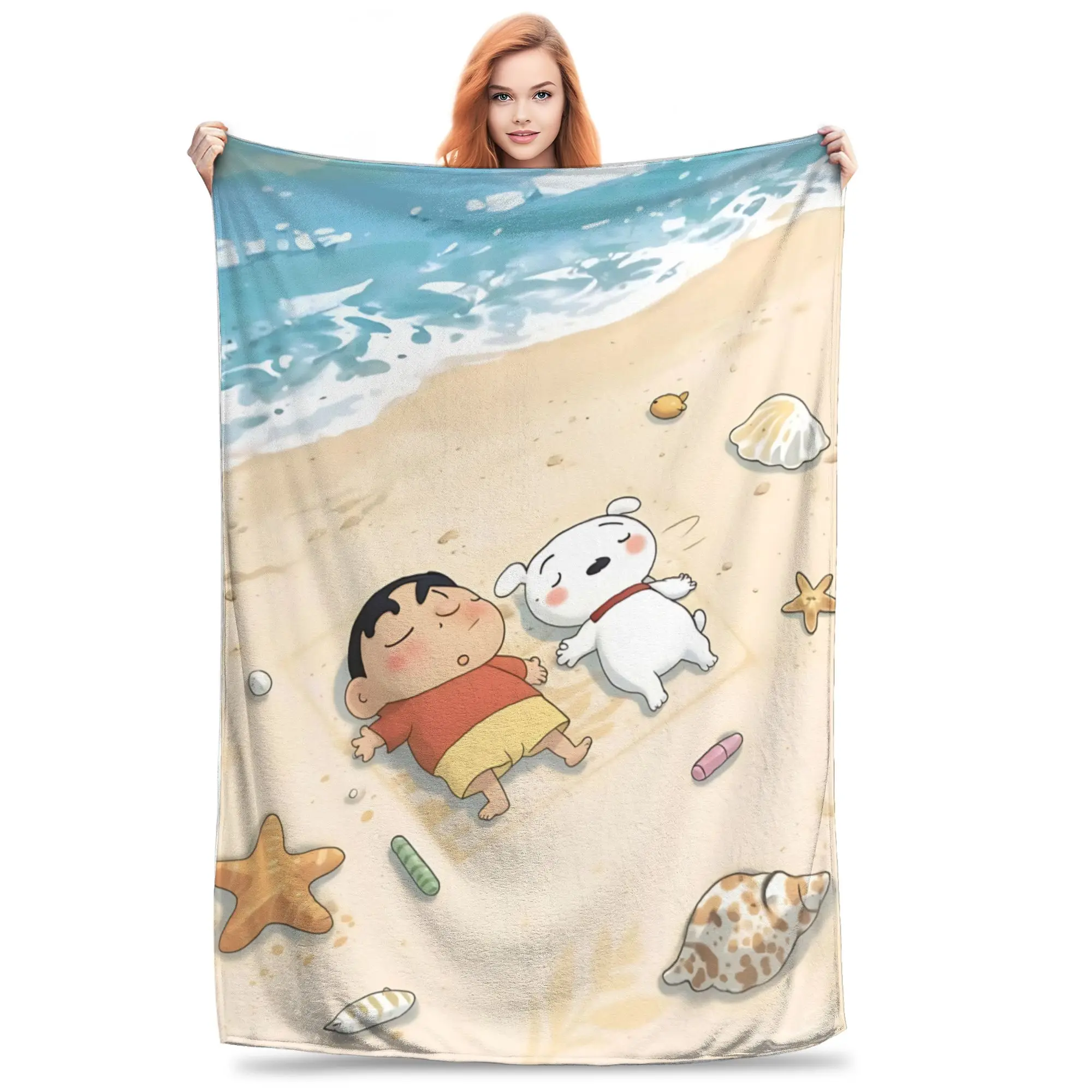 1PC home Cutecore Crayon S Shin chan  Blanket Super Cosy Plush Home Living Room Sofa halloween