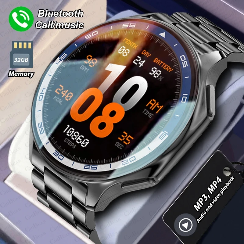 1.43 Inch AMOLED Screen Smartwatch Men 3D Surround Vision 32GB Memory IP68 Waterproof Bluetooth Call Smart Watch For Android IOS