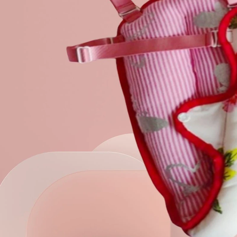 Lace Floral Camel Toe Thong Handmade Filled Cotton Thick Detachable Shoulder Strap T-briefs Puffy Band Hygiene Panties Pads FKK