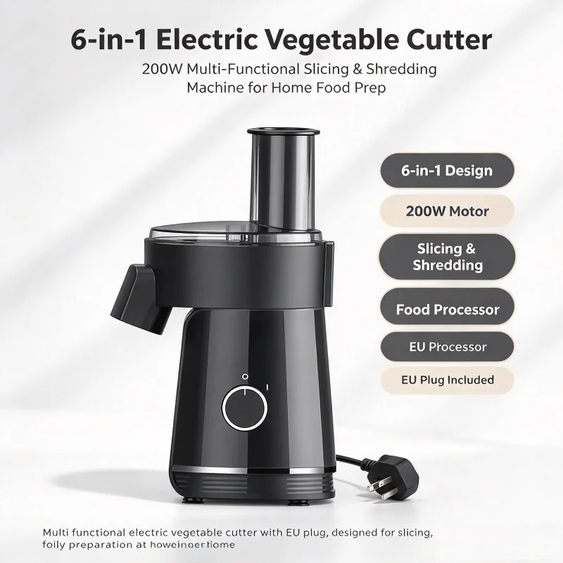 6-in-1 200W Electric Vegetable Cutter EU Plug Slicer Shredder Home Kitchen Food Processor