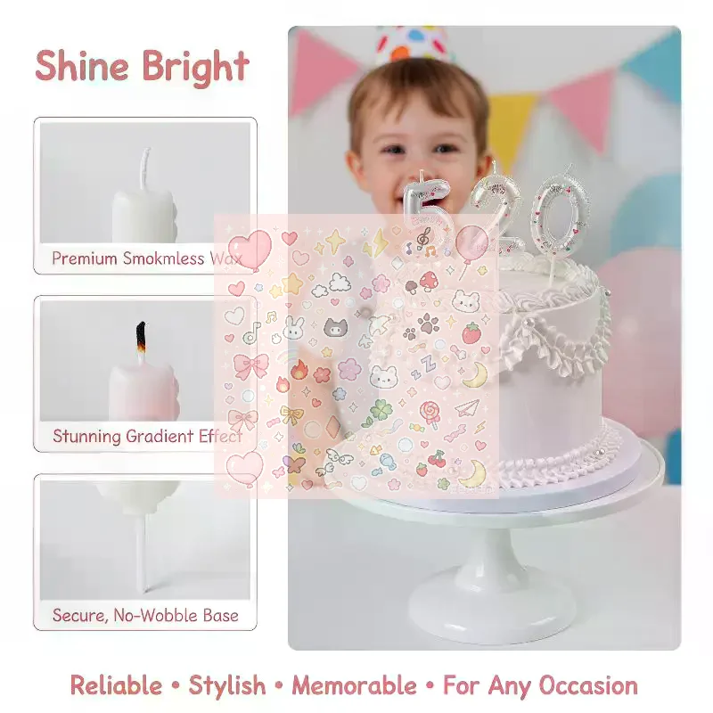 Happy Birthday Balloon Digital Candle Baking Plugin Dessert Table Decoration Birthday Cake Party Supplies
