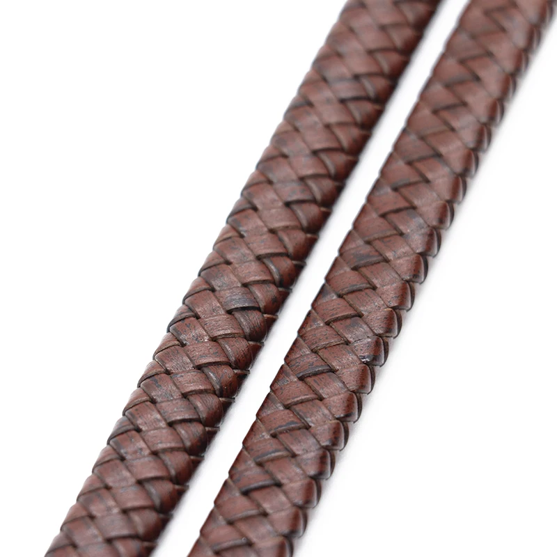 0,5/1 Meter Vintage Schwarz Braun Echt geflochtene Lederschnüre 8mm 10mm 12mm Flaches Lederband für Armband Schmuckherstellung – Detail 7
