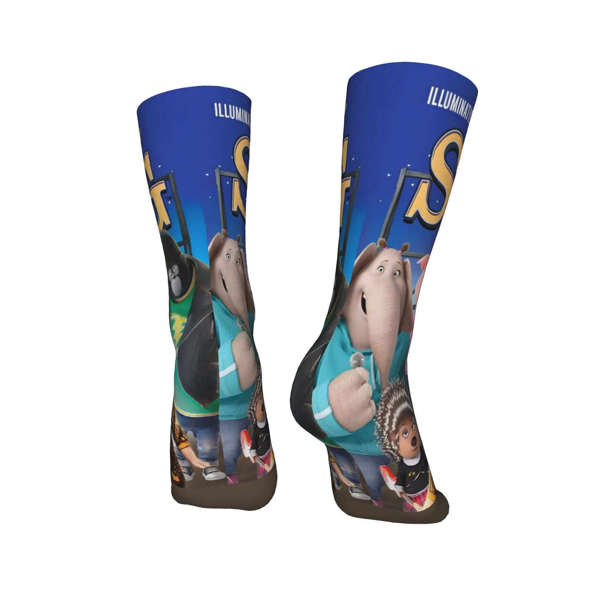 ถุงเท้าลายตัวละครจากภาพยนตร์ซิง 2 ถุงเท้ากันลื่นสำหรับทุกเพศ ผู้ชาย ขนาดกลาง เนื้อนุ่ม ถุงเท้ากีฬากลางแจ้ง ถุงเท้าลายกราฟิกสำหรับฤดูใบไม้ผลิ