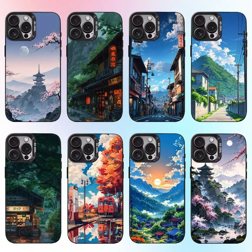 

Japan Series Aestheticism Scenery Phone Case For iPhone17,16,15,14,13,12,11 Plus,Pro Max Black Candy Matte Shockproof Cover