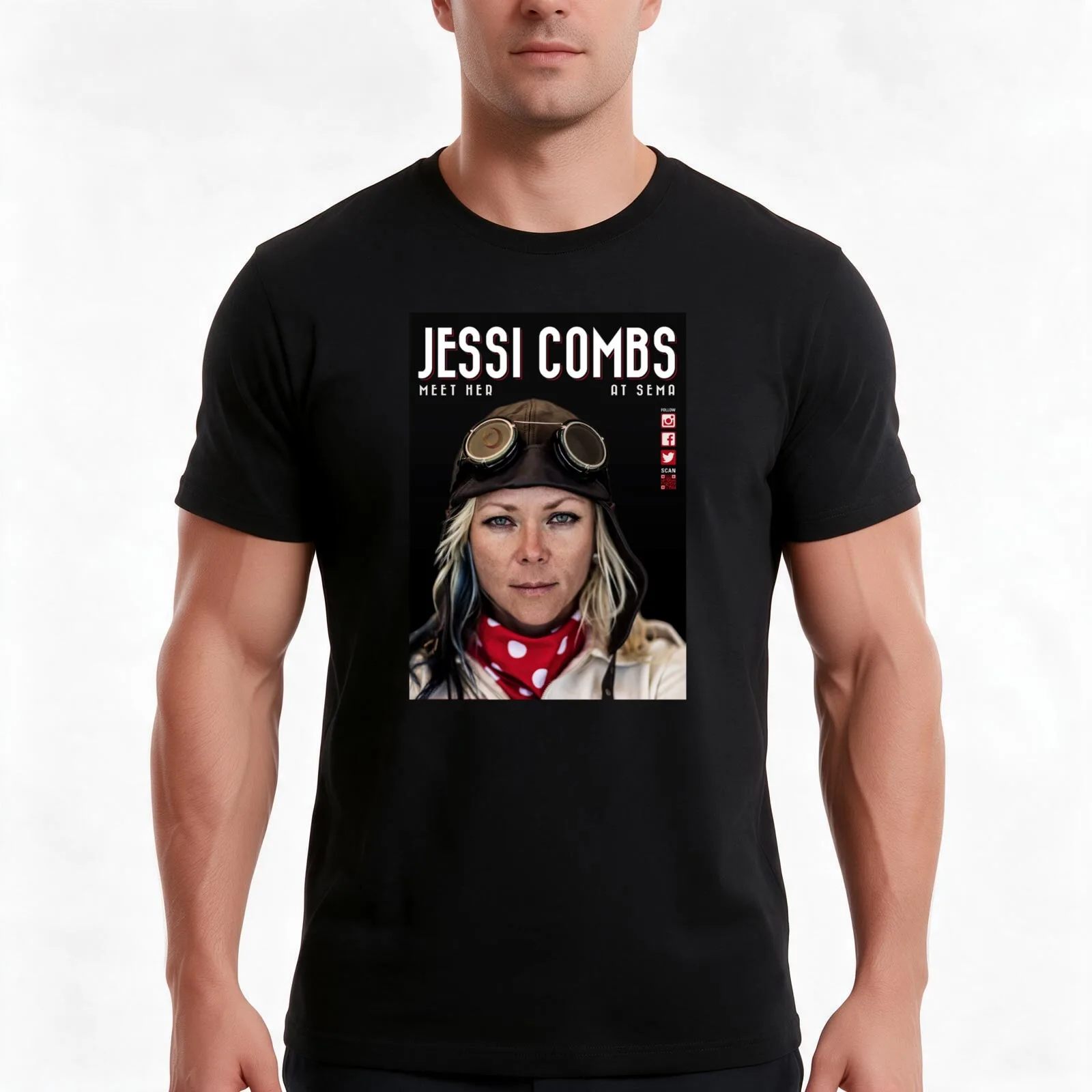 Jessi Combs Meet Her At Sema Cover T-Shirt, Summer Casual Cotton Tee, Oversized Streetwear Tops, Vintage Graphic Print