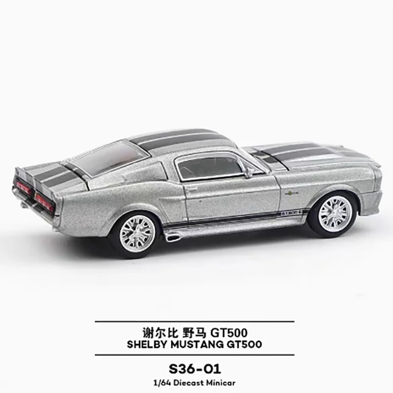 Diecast 1: 64 escala shelby mustang gt500 simulação liga modelo de carro simulação produto acabado pequena escala metal carro hobby brinquedos