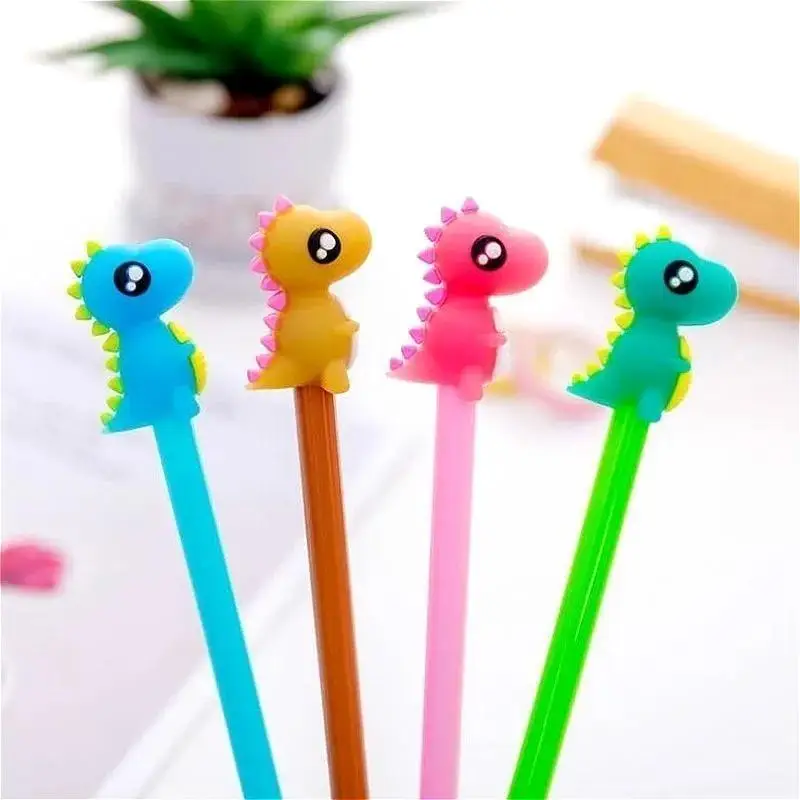 4 Pcs New Cute Dinosaur Gel Pen Kawaii Cartoon Writing Pen Korean Style Student School Office Stationery Random Color
