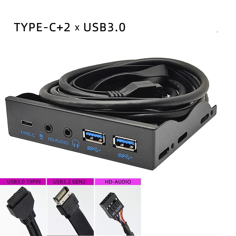 10Gbps HD Audio Front Panel PC Case 3.5inch Floppy Drive Type C A-KEY USB3.0 19PIN USB2.0 9pin Socket Connect Computer Mainboard