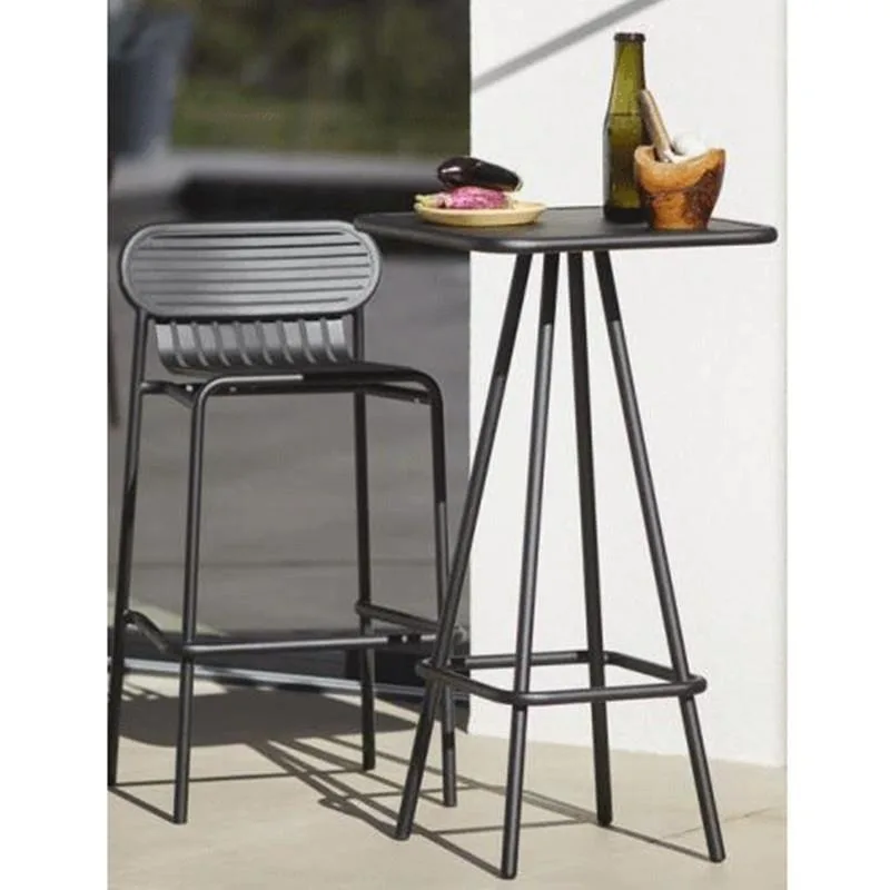 

Скандинавский балкон, уличный стол и стул, комбинированный патио, высокий, трехсекционный, железный, для кафе, скамейка для винного бара для отдыха