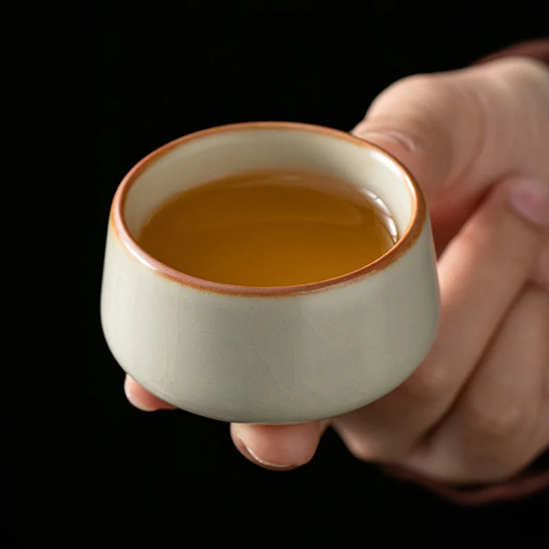 

Yellow Ru kiln master cup ceramic kung fu tea set for single person special sample tea cup single tea bowl household