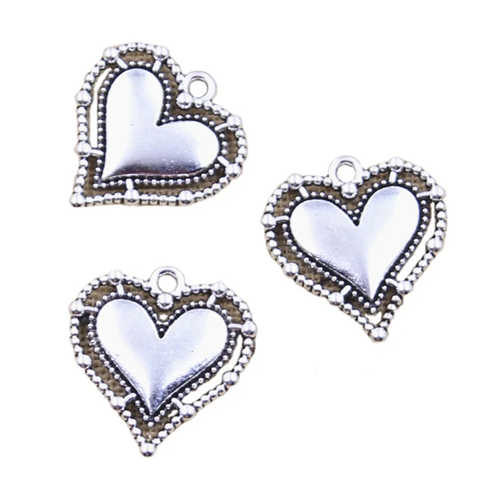 10 sztuk Charms serce 20x20mm antyczne srebro kolorowe wisiorki dokonywanie DIY Handmade tybetański znalezienie biżuterii