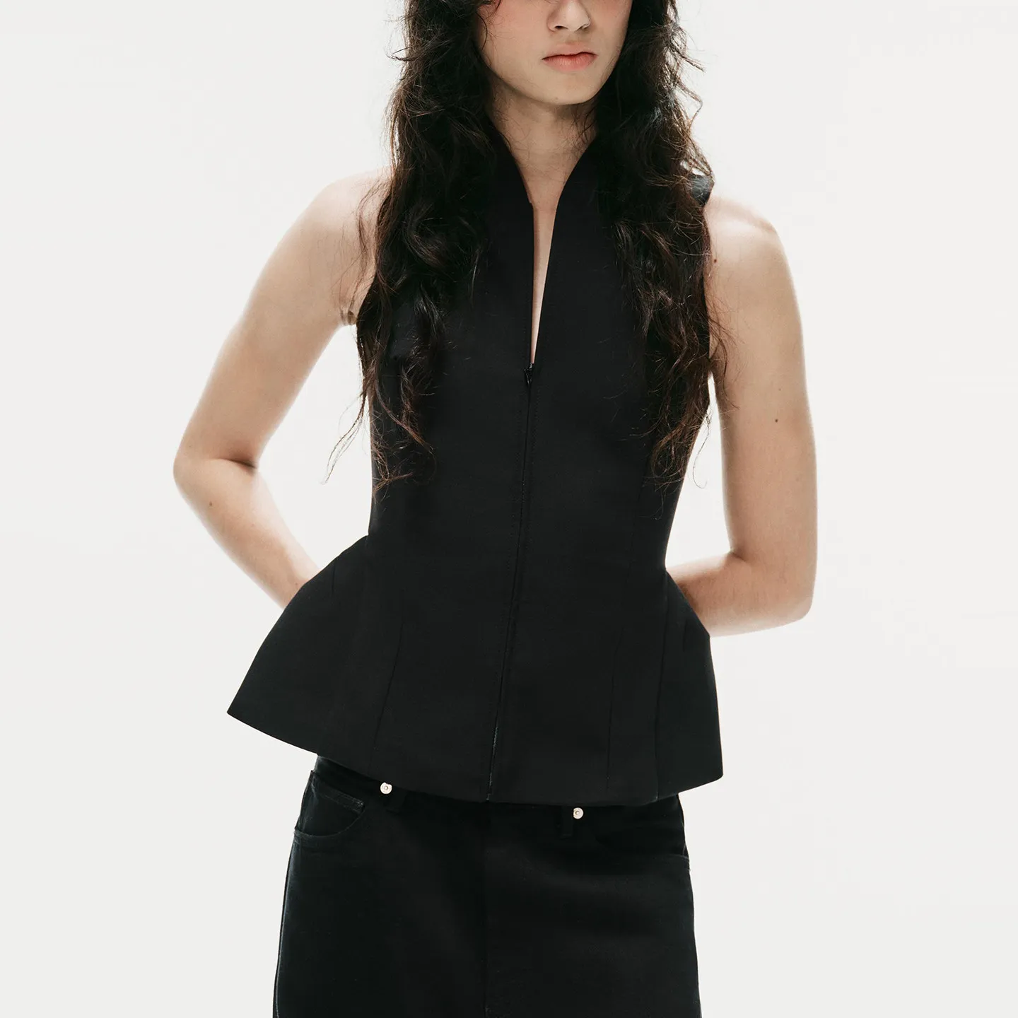 Fashionable Sleeveless V-Neck Slim Fit Vest Women's Autumn Wear 2026 New Style ZADATA Outerwear Regular Length Other Material
