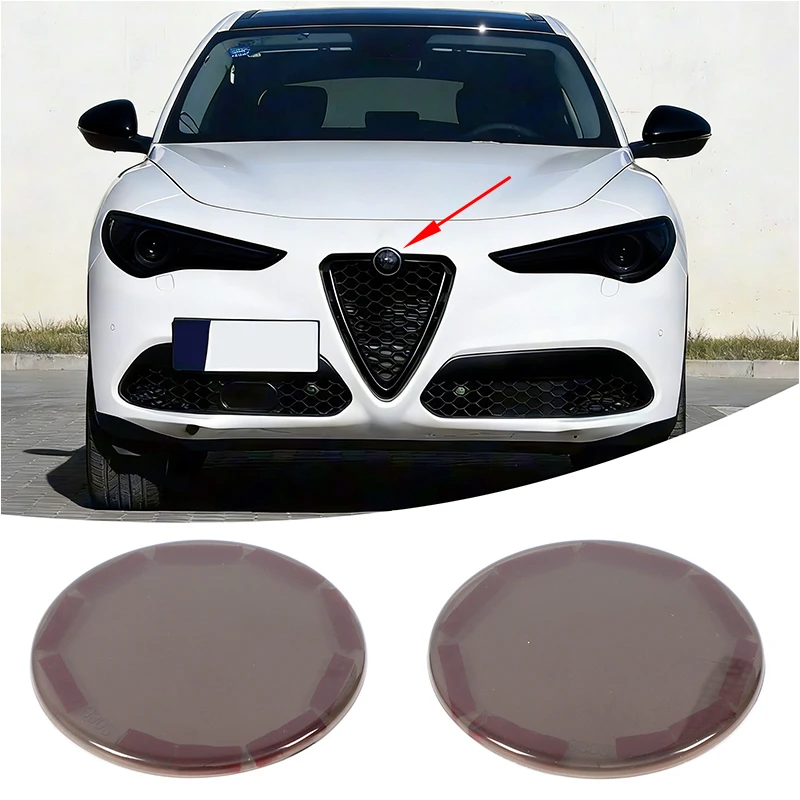 For  2017+Alfa Romeo Stelvio front and rear car logo black cover Car front and rear logo cover accessories ABS transparent gray