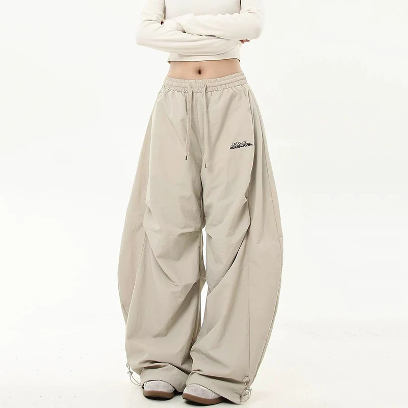 

American Vintage Pleated Wide Leg Pants Women Y2K Summer Streetwear Oversized Jogging Trousers High Waist Casual Straight Pants