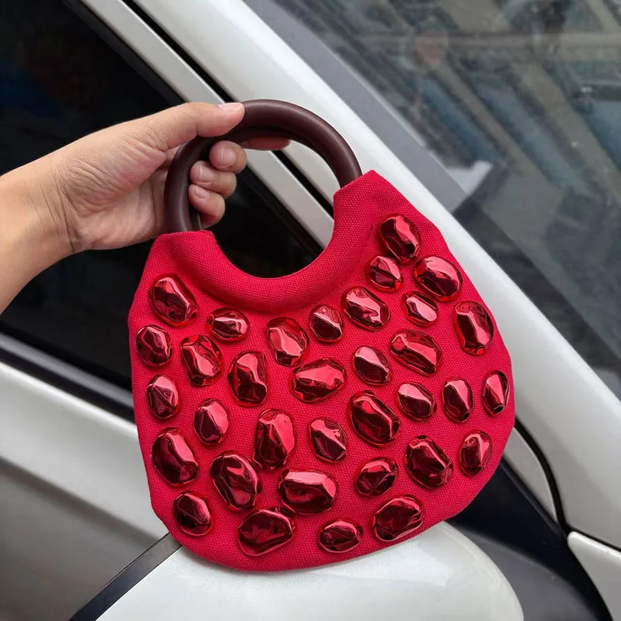Neue hochwertige Schildpatt-Nieten-Modehandtasche, trendige coole Bucket-Bag, Locomotive Damenhandtasche – Detail 8