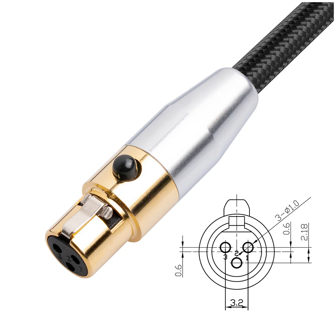 Cable de Audio de cine MINI XLR hembra a hembra de 3 pines, dispositivo fotográfico, Cable de extensión de micrófono, Cable de Audio para cámara de 2M