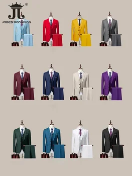 14 Color M-6XL ( Jacket + Vest+Pants ) High-end Brand Formal Business Mens Suit Three-piece Groom Wedding Dress Solid Color Suit 2 14 Color M-6XL ( Jacket + Vest+Pants ) High-end Brand Formal Business Mens Suit Three-piece Groom Wedding Dress Solid Color Suit 2