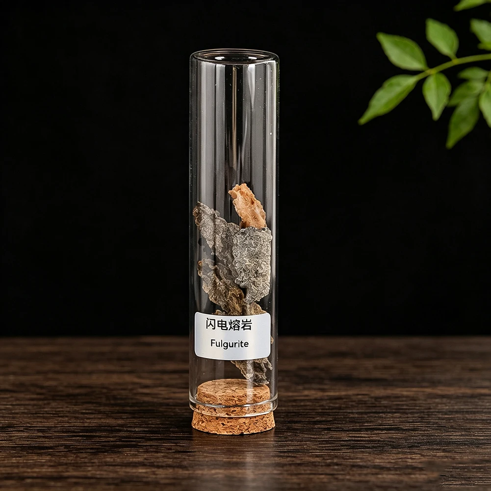 Natural Fulgurite Lightning Rock Mineral Specimen Raw Fulgurite Sample for Geology Teaching Science Collection Display
