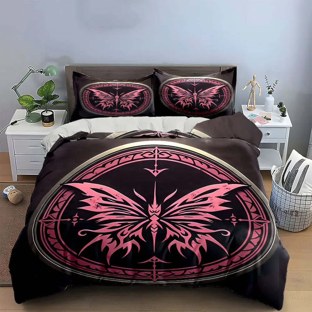 

Butterfly Emblem Art Decoration Set Bedding Set with 1 Duvet Cover 2 Pillowcases Single Double King Queen, Gift