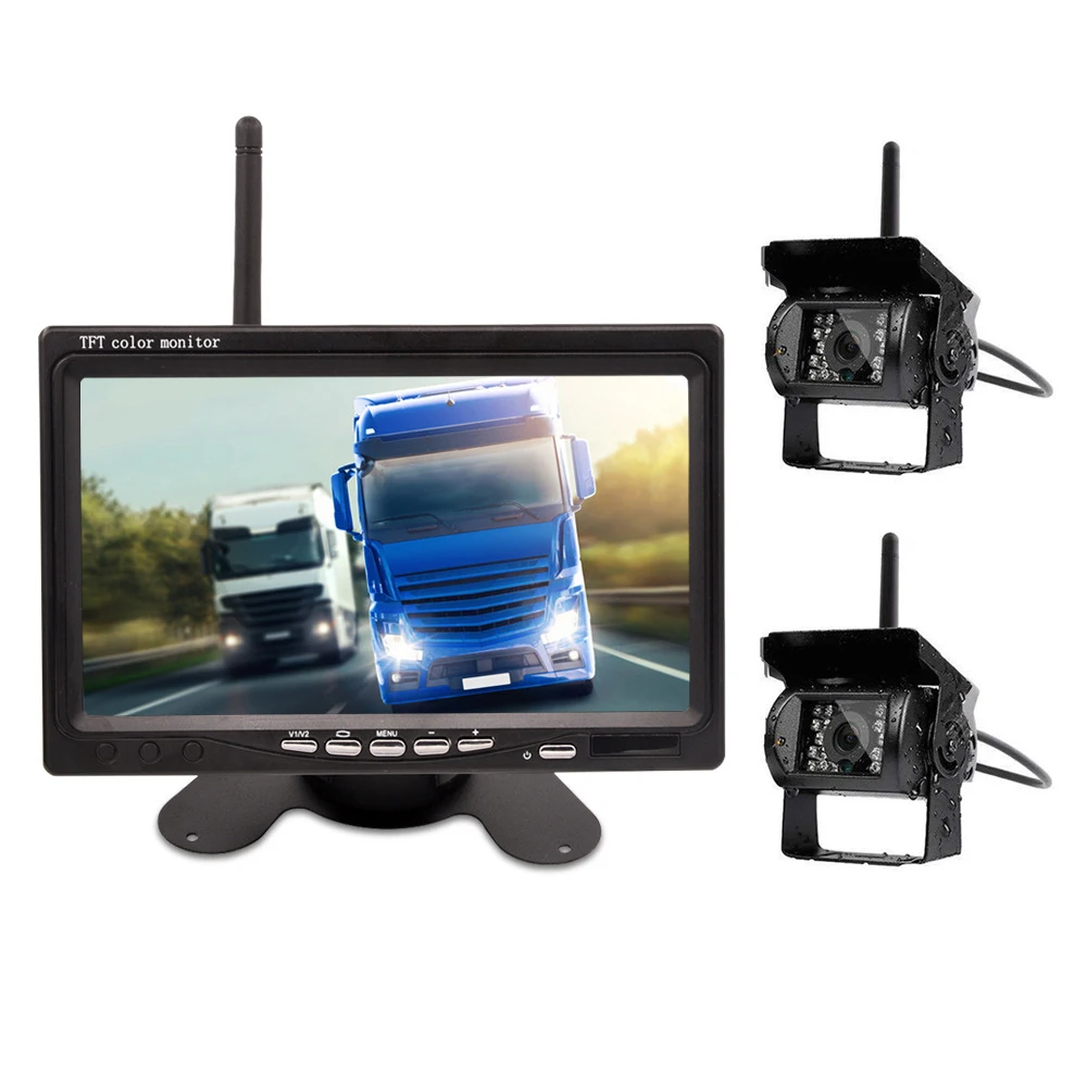 12-24V Wireless Rear View Camera Infrared Lights Night Vision for Trucks RV 7 Inch Car Monitor with Reverse Image