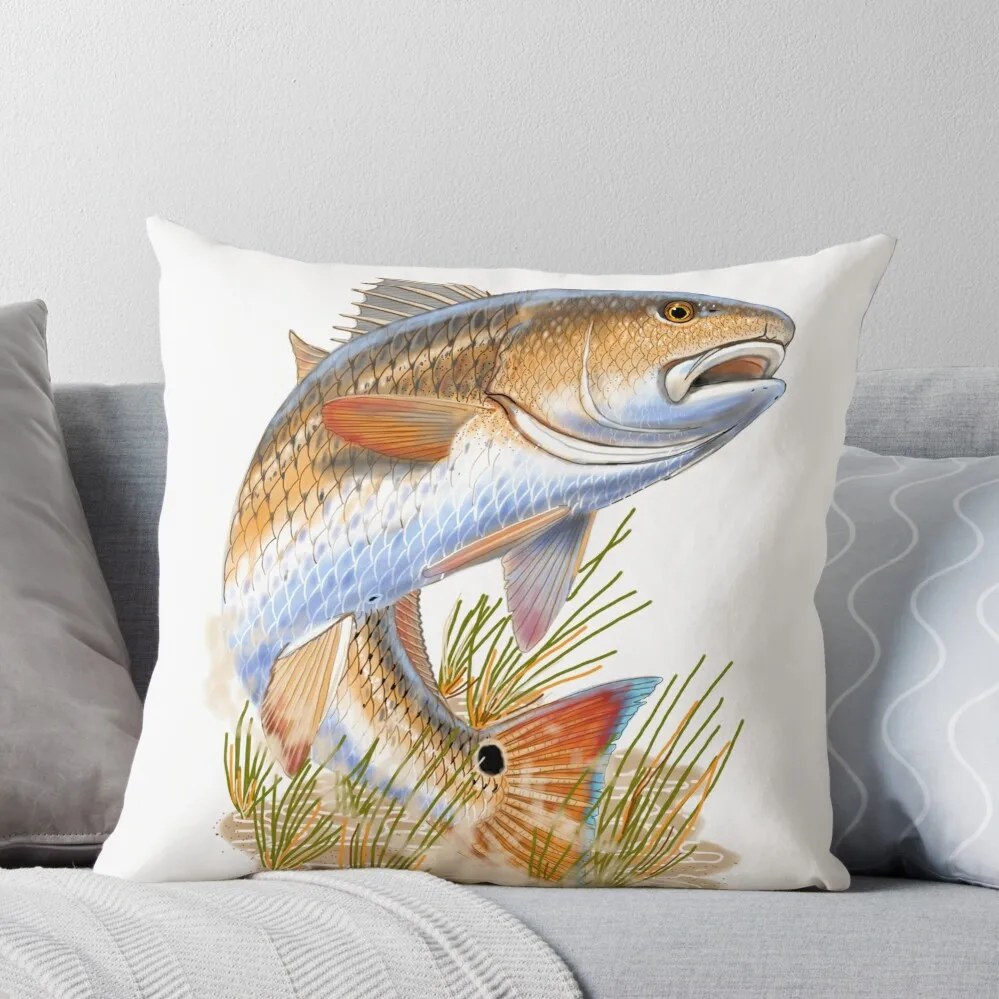 

Redfish in grass Throw Pillow Throw Pillow Throw Pillow Covers