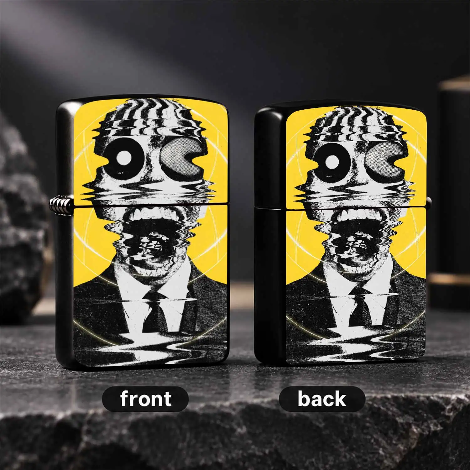 Retro Glitch Art Figure Lighter, Stylish Distorted Portrait Graphic Design, All-Scenario Usable Portable Accessory, Cool Eye-Catching Daily Carry Item, Ideal Unique Present For Friends And Art Enthusiasts A Humorous And Interesting Lighter
