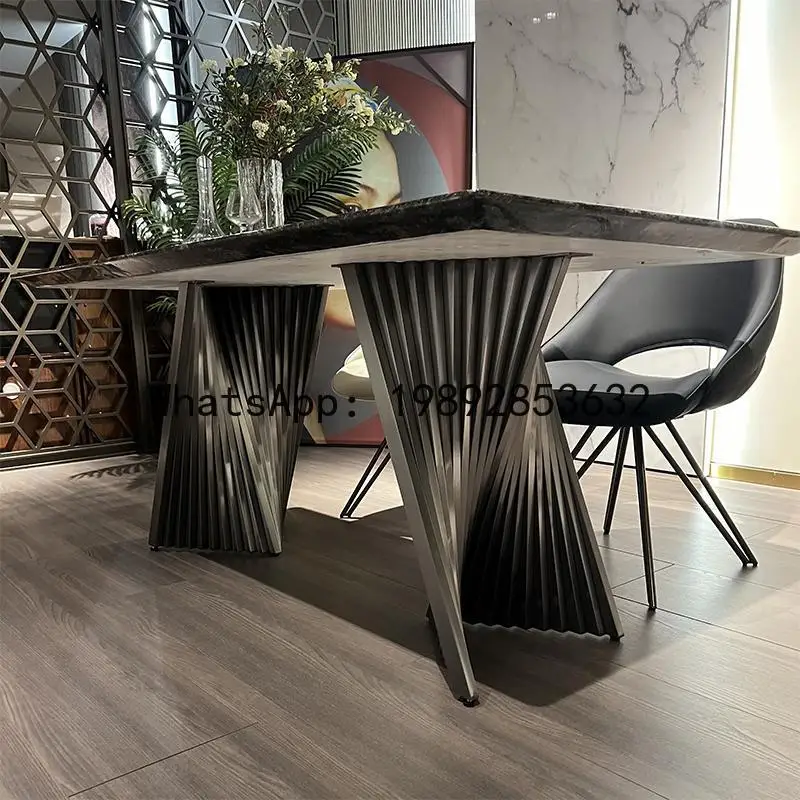 

diamond luxury stone dining table dream high-end light luxury long dining table Italian minimalist