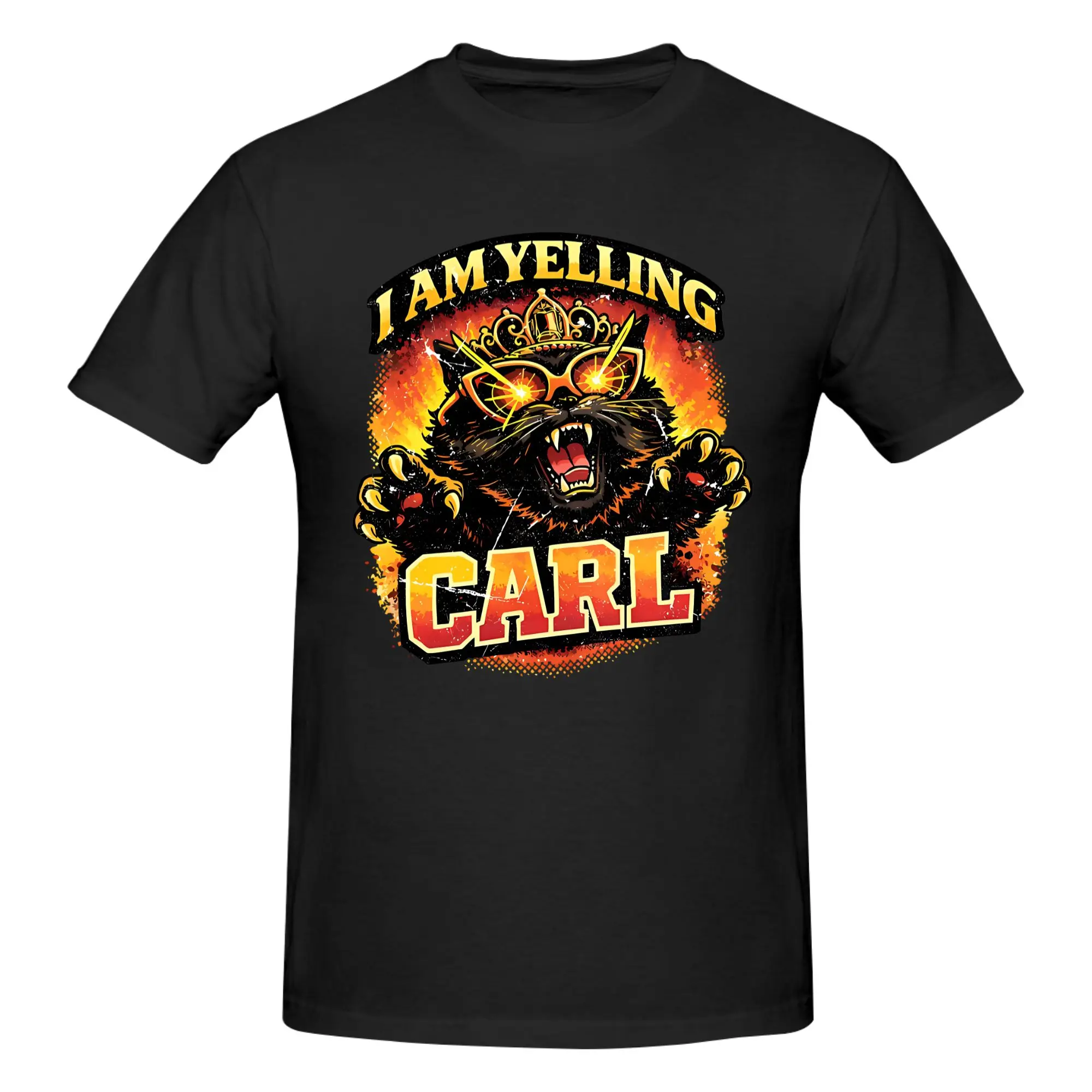 1 Piece I Am Yelling Carl Novelty Graphic 100% Cotton T-Shirt Cat Meme Tops Tees For Men