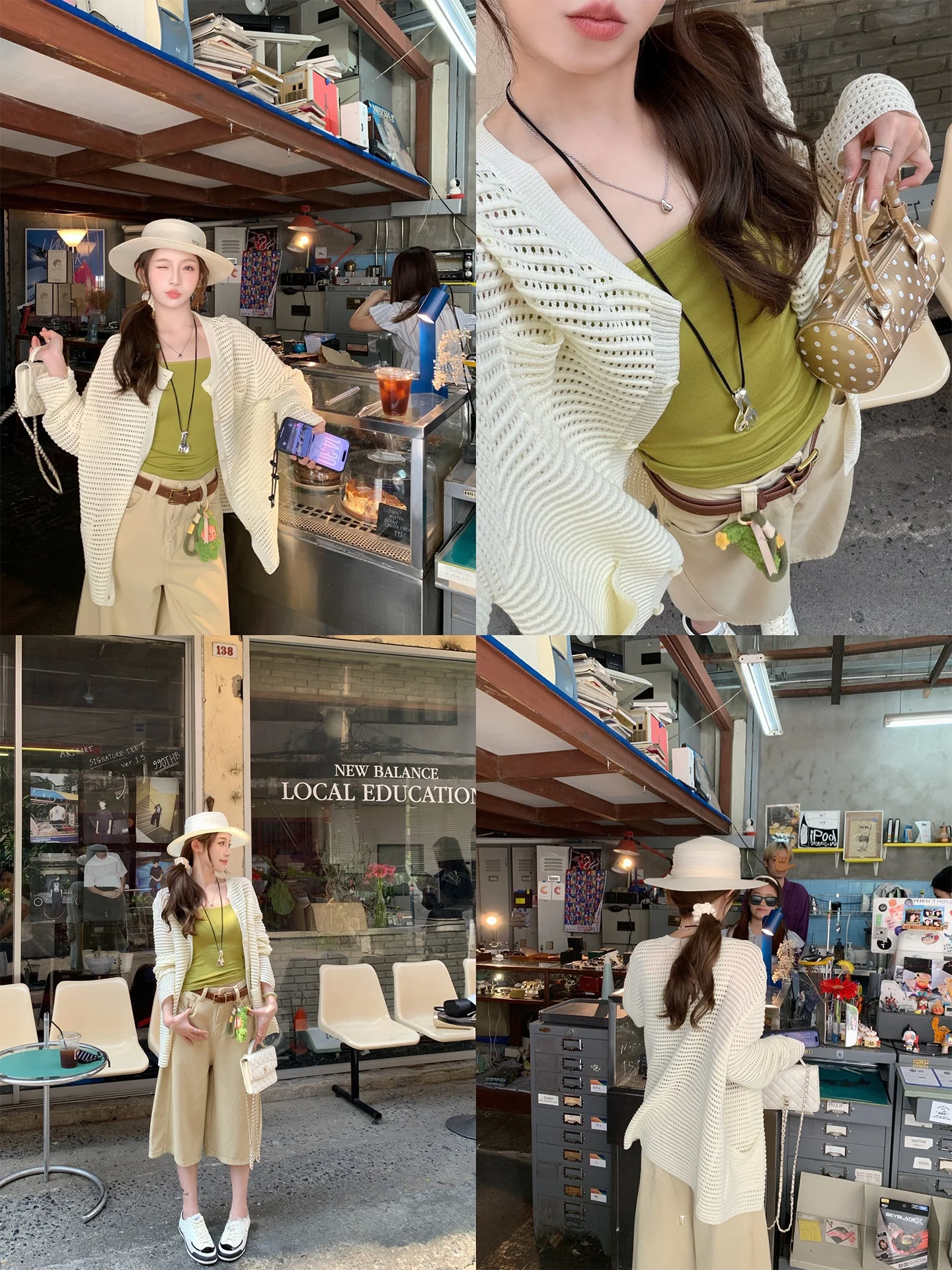 

FF BLUE Gentle Summer Dream Airy Hollow out Color Sun Protection Knitted Open Cardigan Casual Versatile Slimming Top