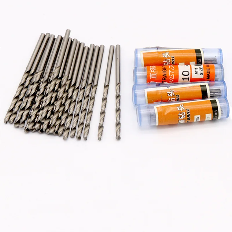 HSS Mini Straight Shank Drill Bit 10pcs 0.2-13mm, Wood, Carbon Steel, Aluminum, Copper, Hand Drill Machine Tool Drilling Bit Set
