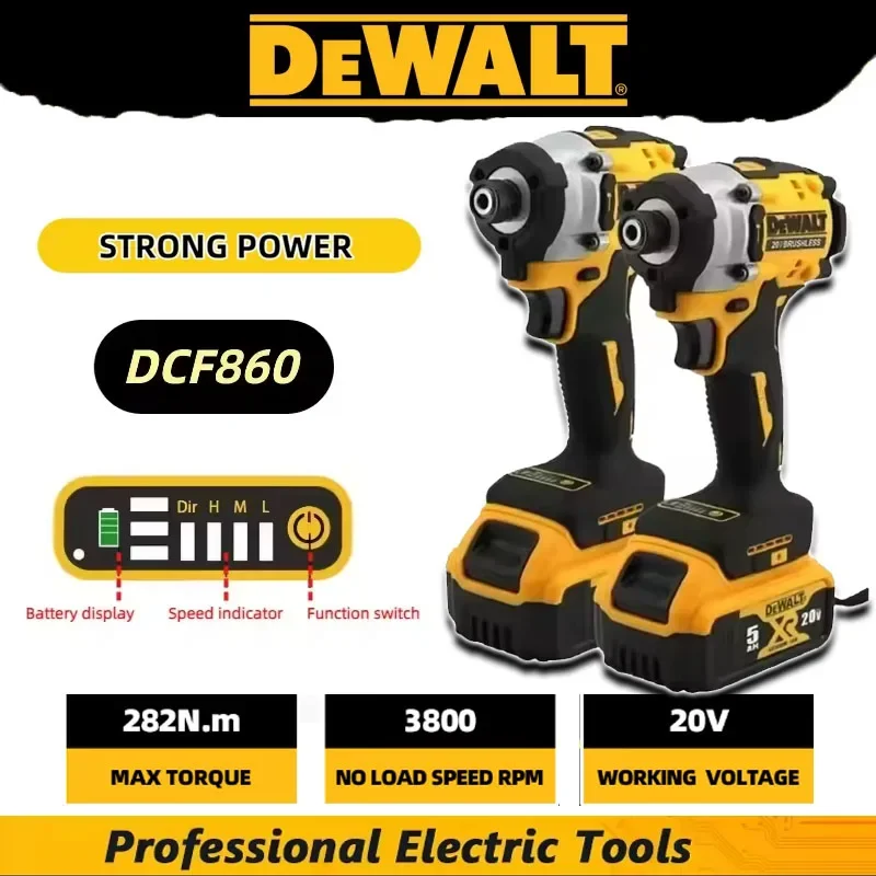 

Аккумуляторный бесщеточный ударный шуруповерт Dewalt DCF860, 20В, 282Нм, легкий (1 кг), электроинструмент