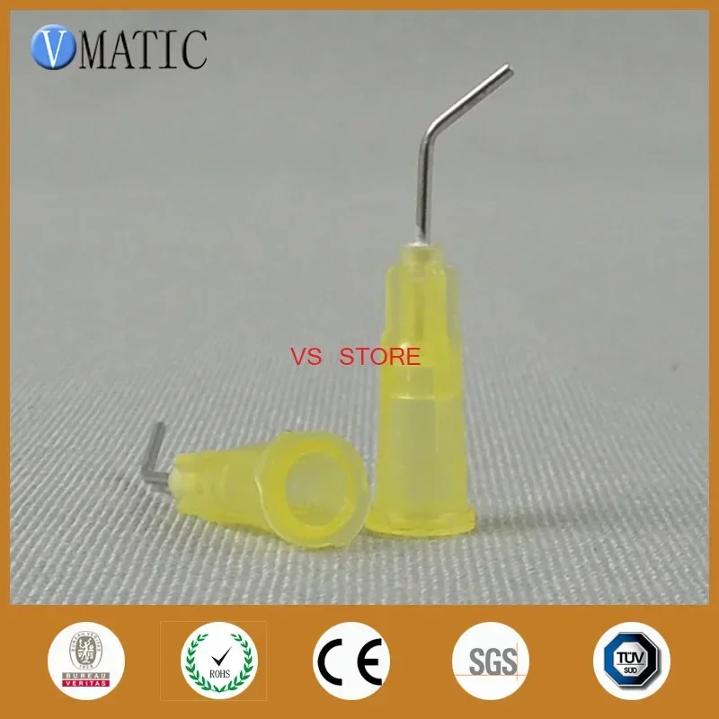 

Бесплатная доставка, 100 шт., 20 г, изогнутая игла 45 градусов, длина 0,5 дюйма, байонетные иглы для дозирования клея 1/2 дюйма