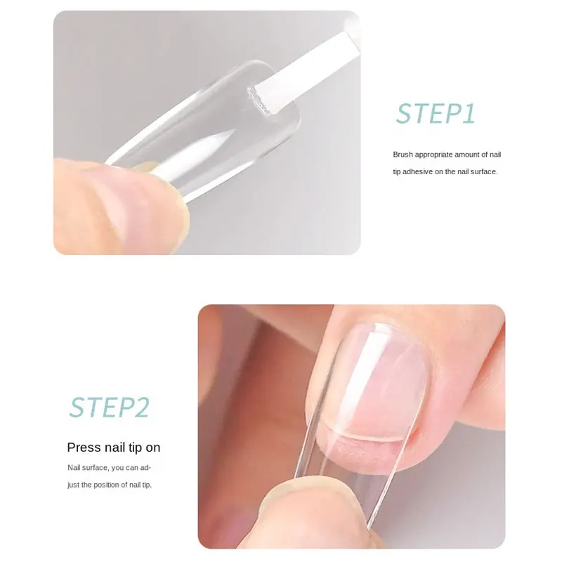 غراء أظافر قوي لأطراف أظافر الأكريليك - مزيف، فرشاة، سريع الجفاف، سهل الاستخدام، غراء سريع متين وطويل الأمد للأظافر الصناعية