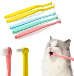 TONG Dog Cat Toothbrush Micro Head Cat Dental Care Pets Toothbrush Oral Hygiene Multi-angle Round&Pointed Toothbrush