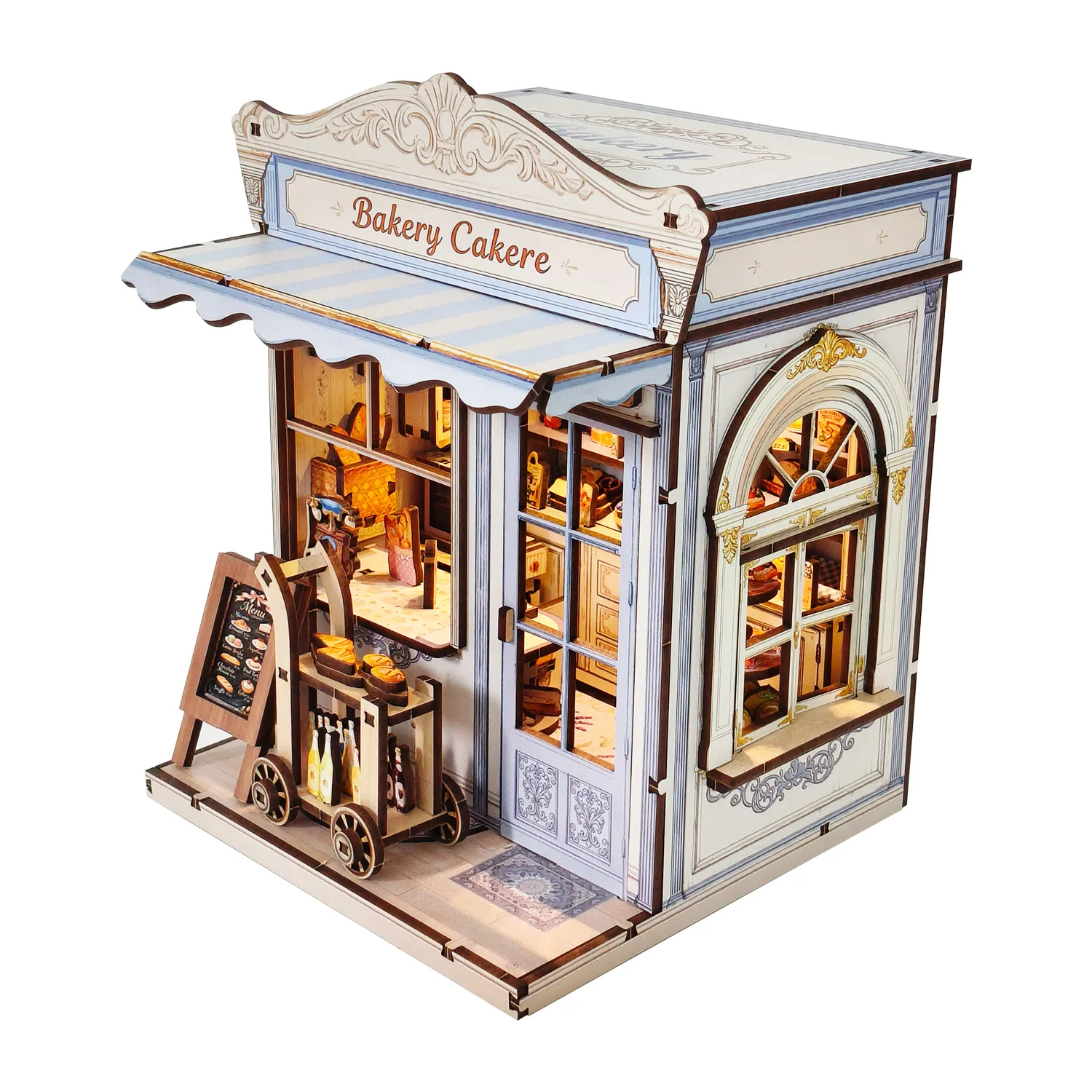DIY Wooden Miniature Model Kit Bakery Cake Store Casa 3D Puzzle Doll Houses With Furniture Lights for Friends Birthday Gifts
