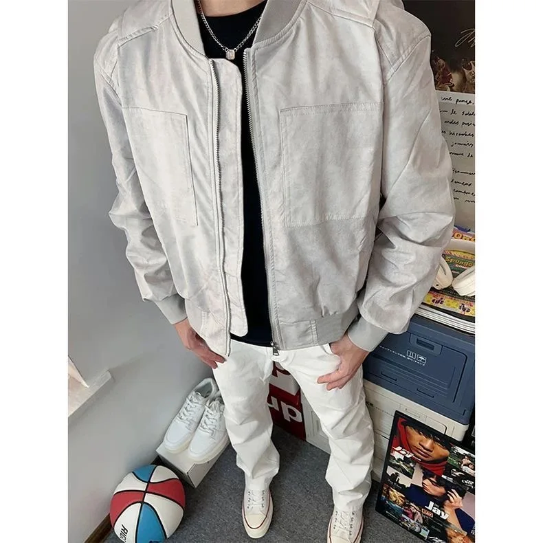 

American Retro ort Baseball Jaet Men's Women's Spring Autumn Flight Jaet Youth Faion Warm Long Sve Zipper Closure