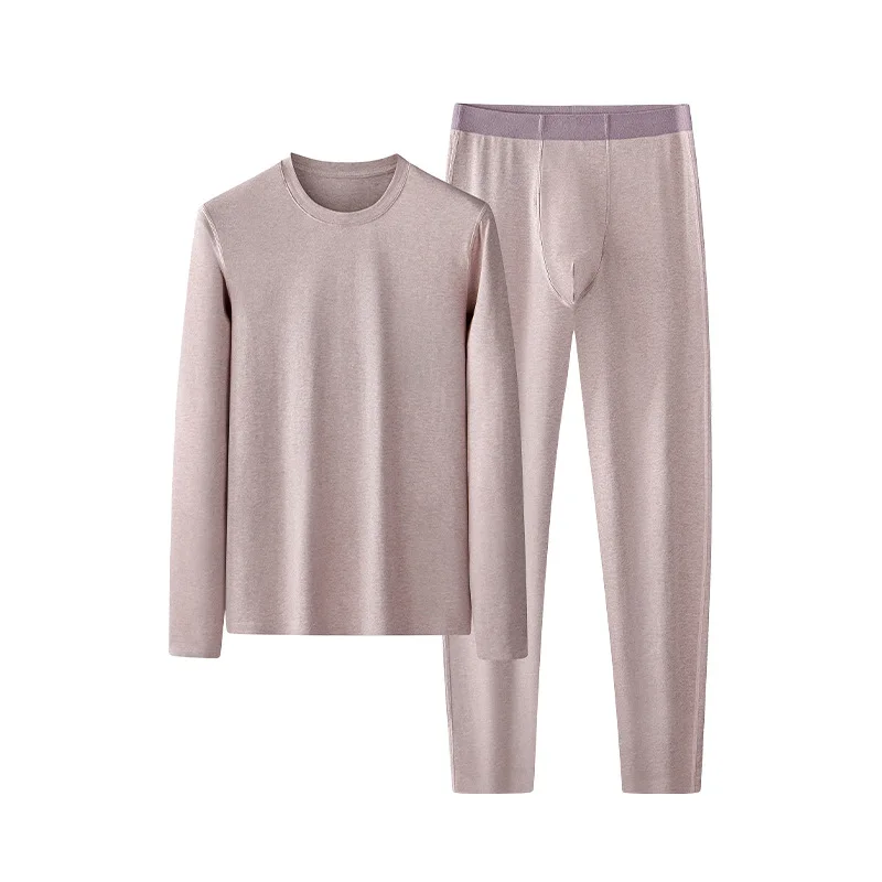 طقم ملابس داخلية قطنية بدون خياطة للرجال دافئة ولطيفة للخريف والشتاء وصل حديثًا سراويل داخلية مرنة ملونة وناعمة وطبقة أساسية ...