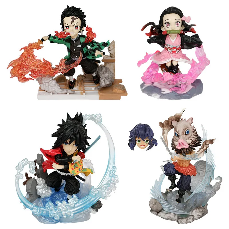 

8-10CM Demon Slayer Figure Kamado Tanjirou Agatsuma Zenitsu Nezuko Action Toy Warrior PVC ModelToy Gifts for kids