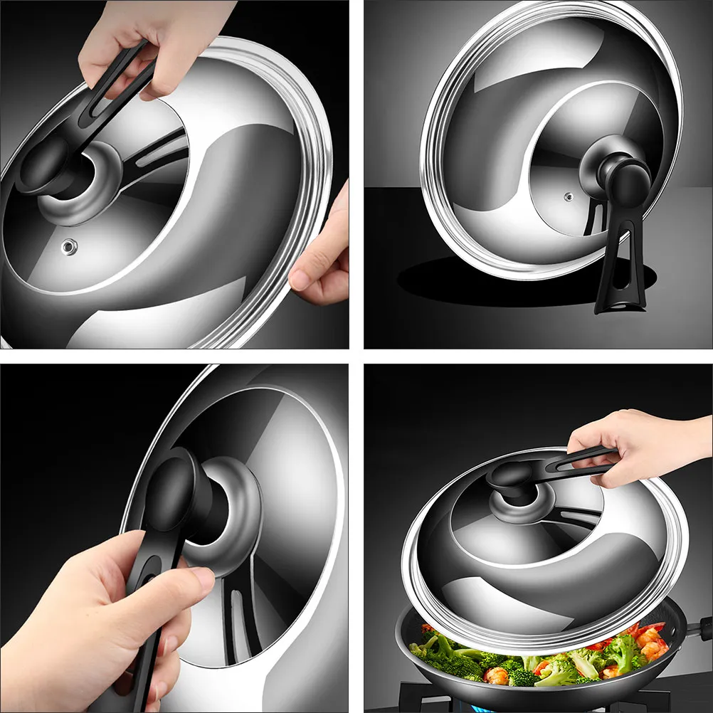 1Pcs Visible Pot Cover High-Durability Stainless Steel Cookware Lid with Clear View Window Steam Locking Function Easy Clean
