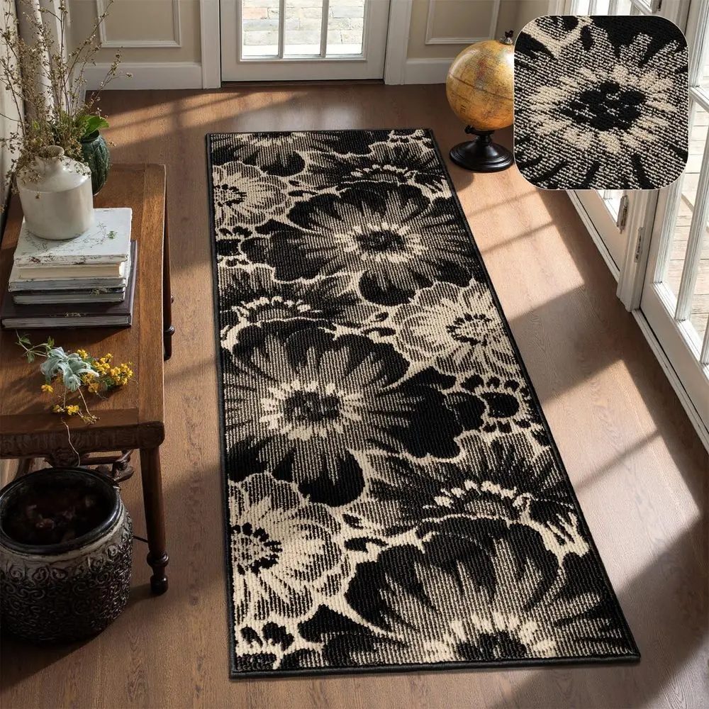 Hallway Runner Rug 2x6, Non Slip High-Low Textured Washable Runner Rug with Rubber Backing, Boho Carpet Runner or Kitchen, Entry