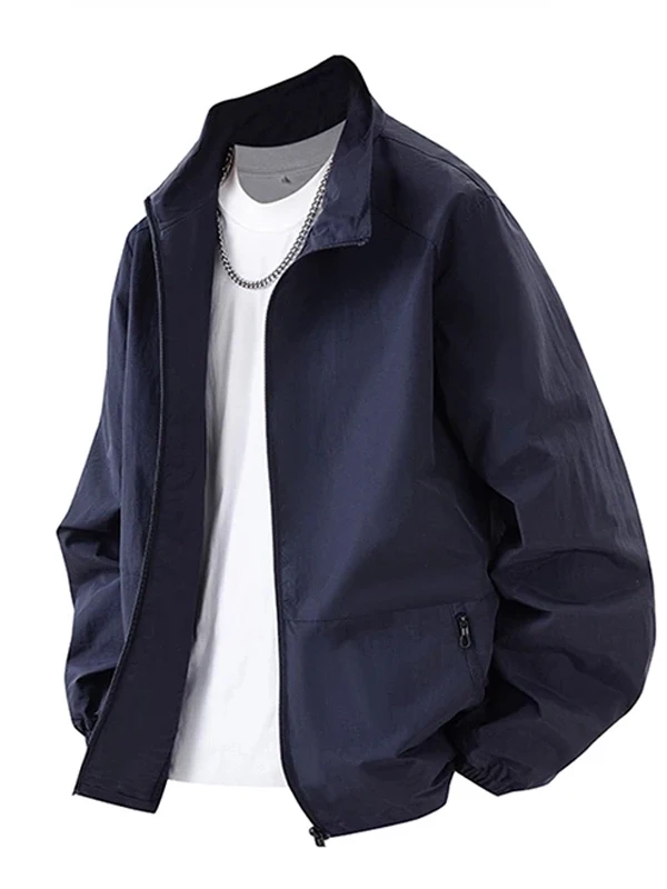 

Casual Men's Jaet 2025 Spring Autumn Faionable All-Match irt Sle Haome Leisure Jaet Men's Stand Fit Polyester...