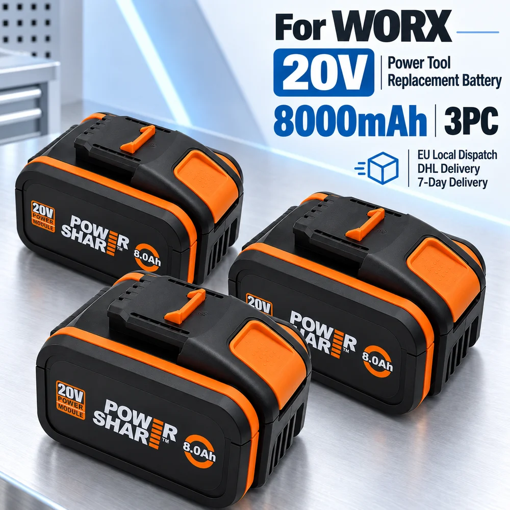 Image of 20V 8000mAh Ersatzakku für Elektrowerkzeuge, 1/2/3/4er-Pack-Optionen und Ladegerätsoption für WORX, Modell WX390, WA3014 WA3516 WA3549.1 WA3550 WA3550.1